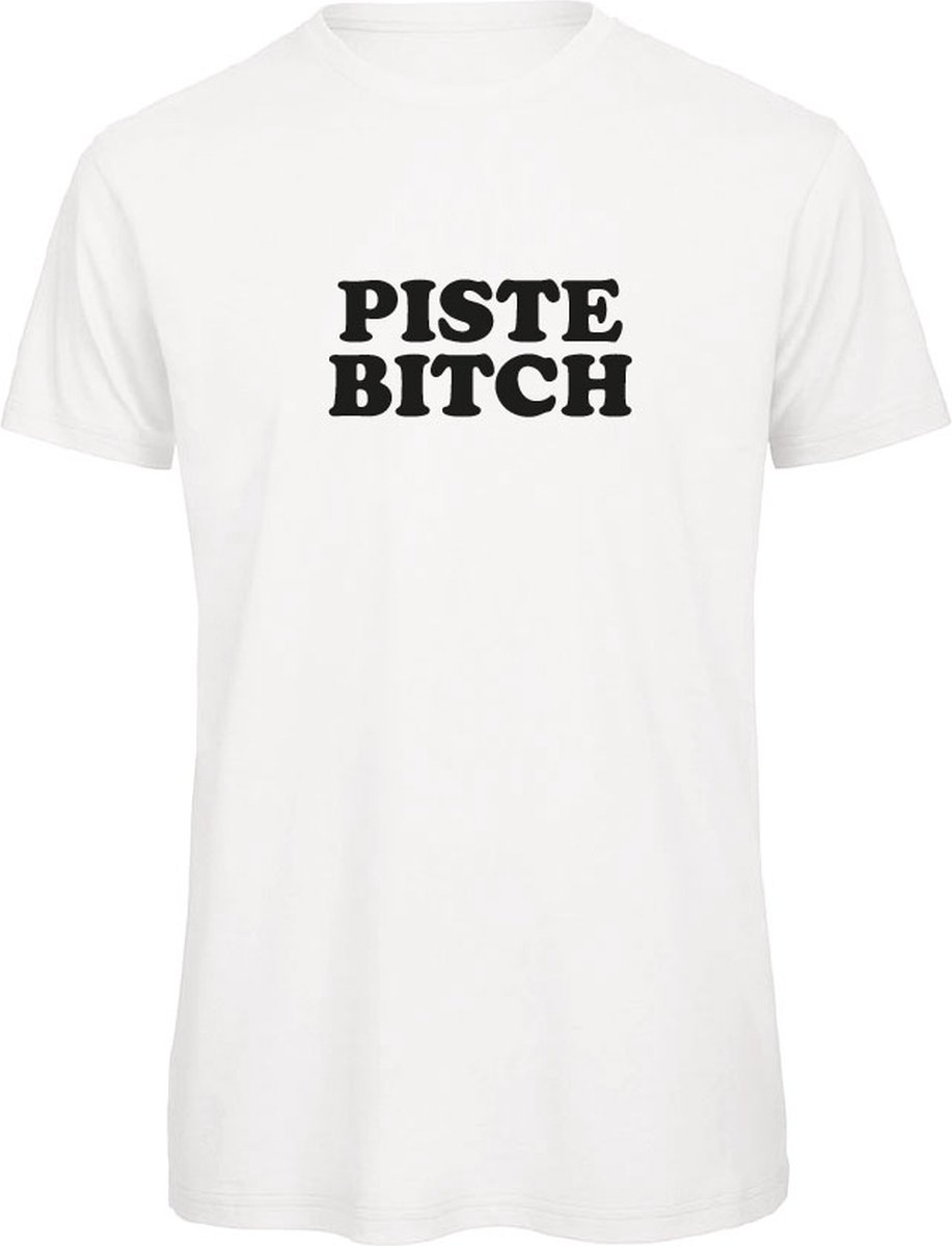 T-shirt wit L - Piste Bitch - soBAD. | Foute apres ski outfit | kleding | verkleedkleren | wintersport t-shirt | wintersport dames en heren